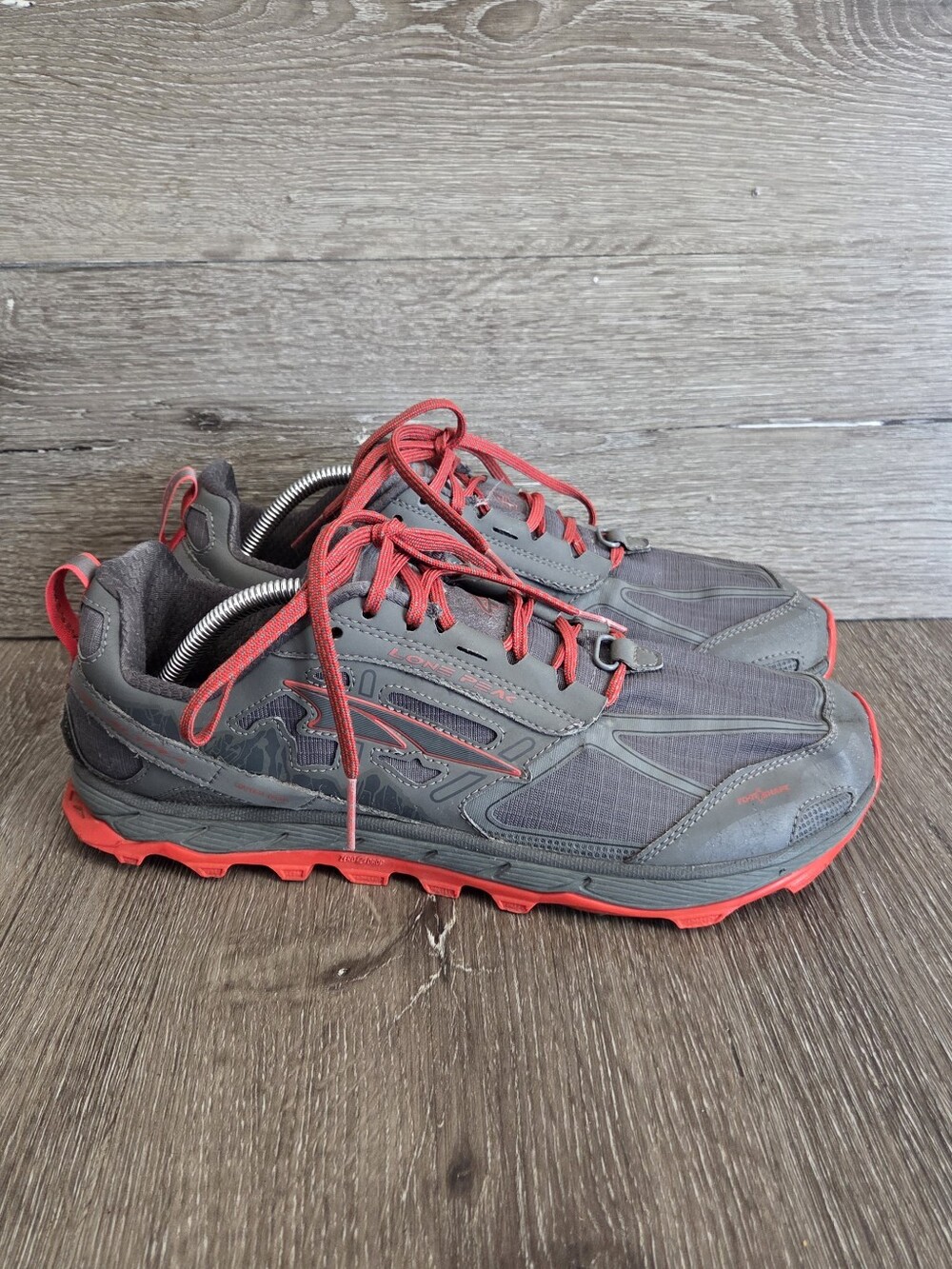 Altra Lone Peak 4.0 Trail Running Shoes Gray Red Size 11.5